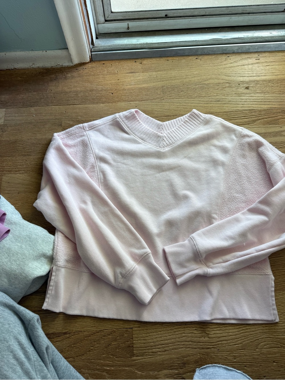 aerie Pastel Pink V-Neck Pullover Sweatshirt